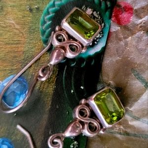 Peridot Sterling Silver stamped 925 earrings Infinity holiday Christmas Virgo